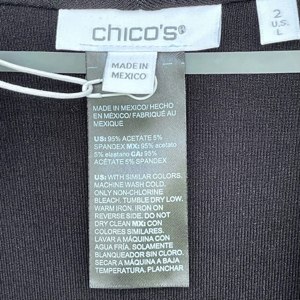 Chico’s Travelers Classic Long Knit Jacket Open Front Pockets Bracelet Sleeves